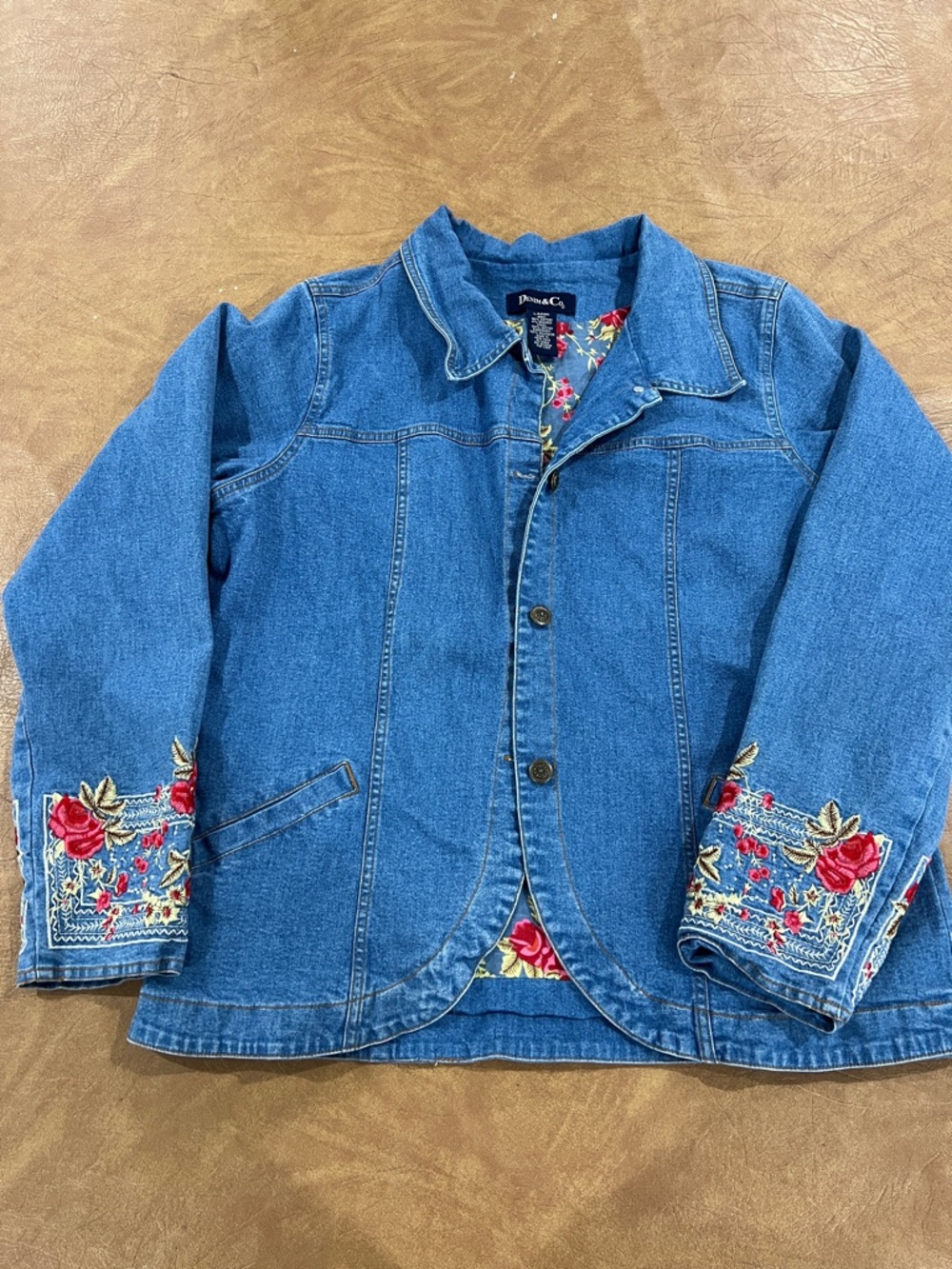 Girls' Embroidered Blue Denim Jacket by